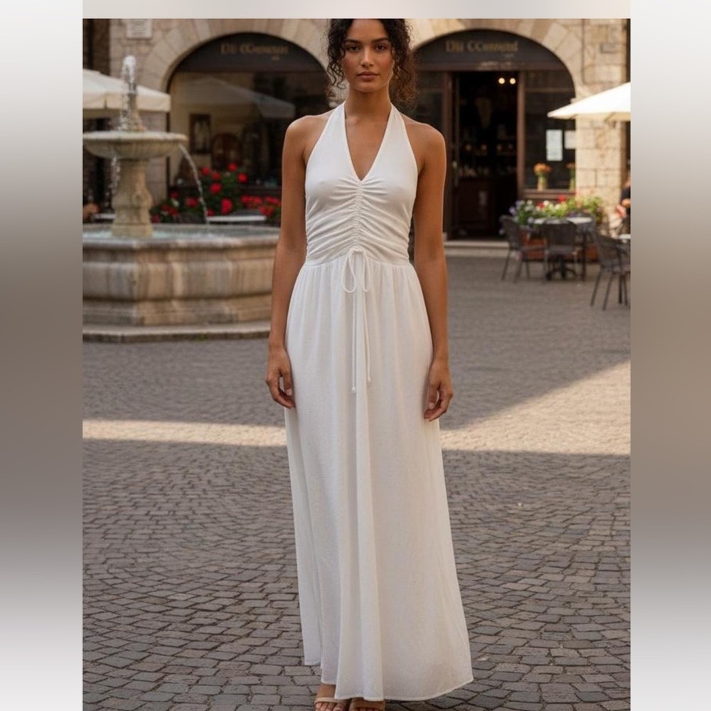 Princess Polly White Halter Maxi Dress